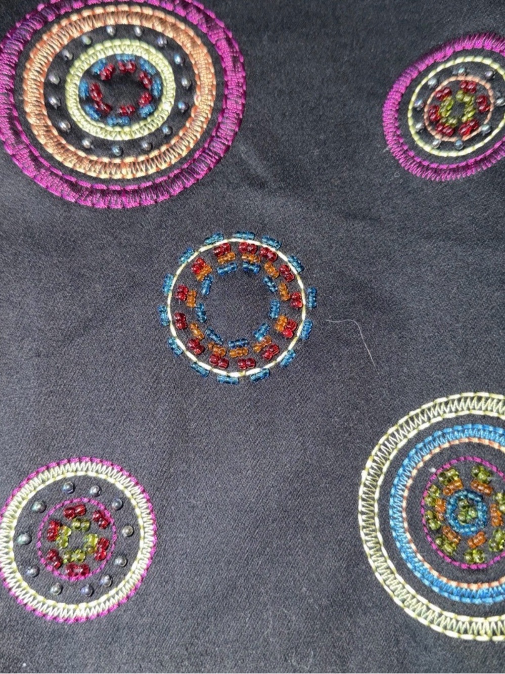 Embroidered Hem Black Wide-Leg Pants - Picture 4 of 5